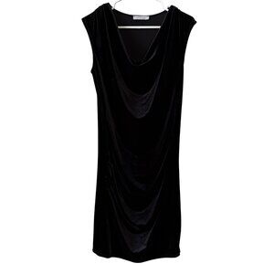 Black Sleeveless Drape Velvet Maternity Dress By My Bump L